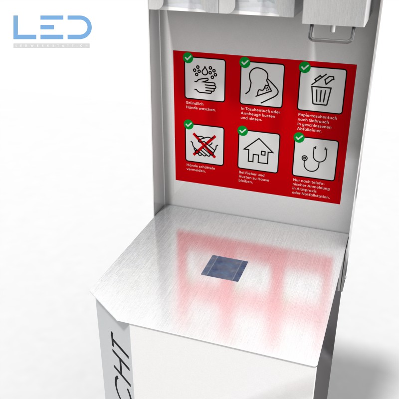 Hygienestation Health Care Bin, berührungsloser Abfallbehälter mit UVC LED zur Desinfektion, Dekontaminierung von COVID-19, Swissmade