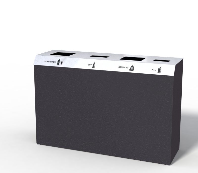 C4 Recycling Station, Entsorgungssystem, Recyclingstationen, Recycling Stationen, Wertstofftrenner, Public Waste Bins, 110l, PET Recycling, Edelstahl