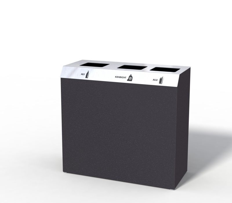 C3 Recycling Station, Wertstofftrenner, Abfallbehälter, Public Waste Bins, Poubelle Recyclage, 110l, PET Recycling, Entsorgungssystem, Edelstahl